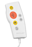 Manipulator pacjenta VL, 1 przycisk przywołania, 2 przyciski do obsługi oświetlenia, 1 przycisk serwisowy, 2 przyciski funkcyjne, funkcja komunikacji głosowej zależnej od położenia manipulatora, obudowa antybakteryjna