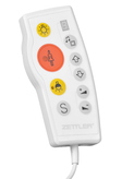 Manipulator pacjenta VL, 1 przycisk przywołania, 2 przyciski do obsługi oświetlenia, 1 przycisk serwisowy, sterowanie radiem / telewizorem, złącze słuchawkowe, komunikacja głosowa, obudowa antybakteryjna