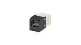 The Category 6, RJ45, 8-position, 8-wire, UTP Mini-Com® universal jack module has TG-style termination and is black.