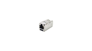 Category 6, RJ45, 8-position, 8-wire universal shielded black module with integral shield.