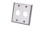 Double gang, vertical faceplate accepts two IndustrialNet, Bulkhead Connectors or Adapters.