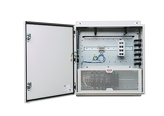 Universal Network Zone System; 24" x 24"; mild steel enclosure; for one industrial switch; includes (8) Cat 6A STP copper patch cords and jacks, (2) MM LC fiber uplink patch cords with (6) adaptors, redundant power supplies and maintenance-free UPS.
