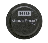 Tag HID MicroProx. (S10304 Sensormatic House 37-bitowy format Wiegand). Szary ze standardową grafiką HID i samoprzylepnym tyłem. Sekwencyjne dopasowywanie numeracji kart wewnętrznych / zewnętrznych (druk atramentowy). Zamów w wielokrotnościach 100. (Przy 
